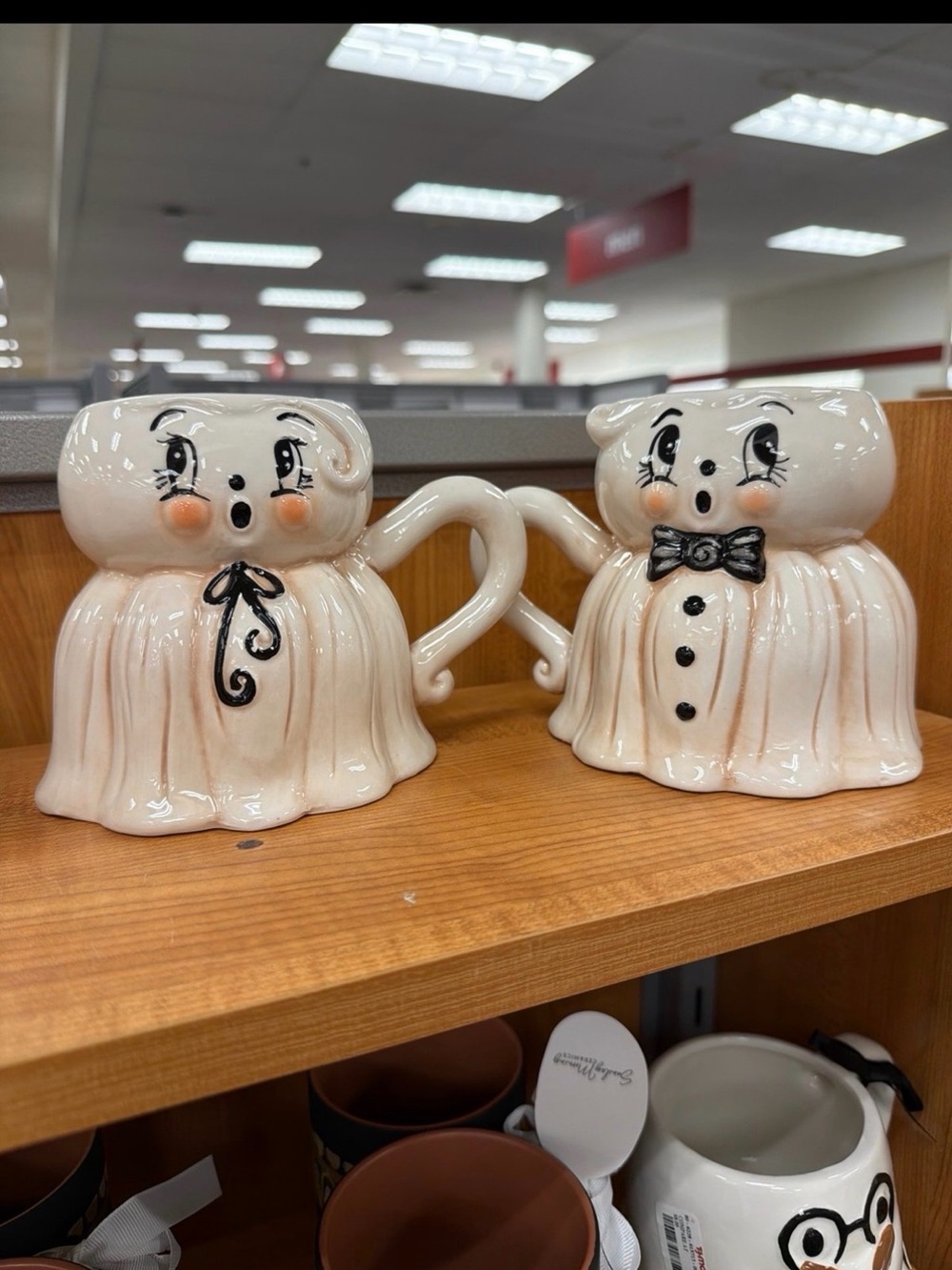 Johanna Parker Ceramic Ghost Couple Mugs - Cream
